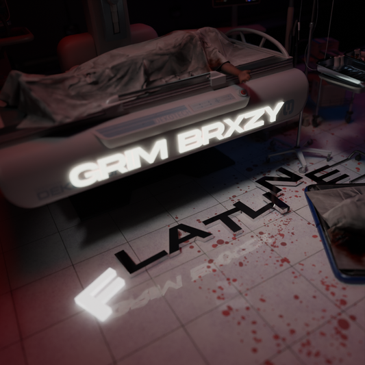 Cover art for Flatline Loop Kit featuring a futuristic morgue scene with GRIM BRXZY text and a flatline monitor.